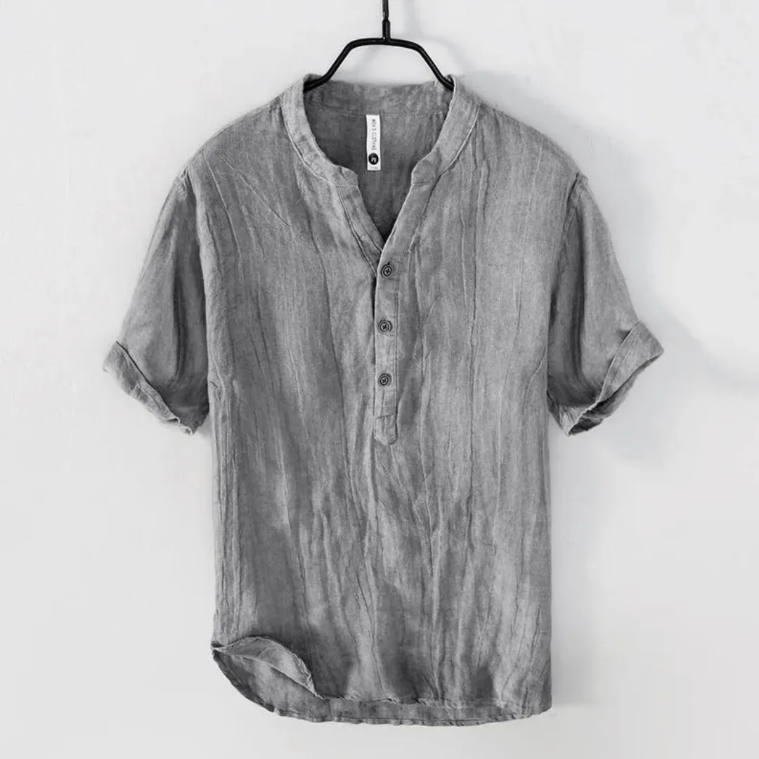 Men's Linen Henley Shirt