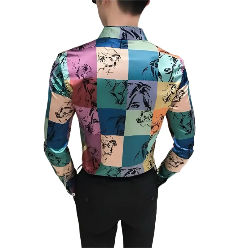 Men's Slim Fit Checkered Shirt – Spring/Summer Korean High Street Fashion Long Sleeve Casual Button-Up Top