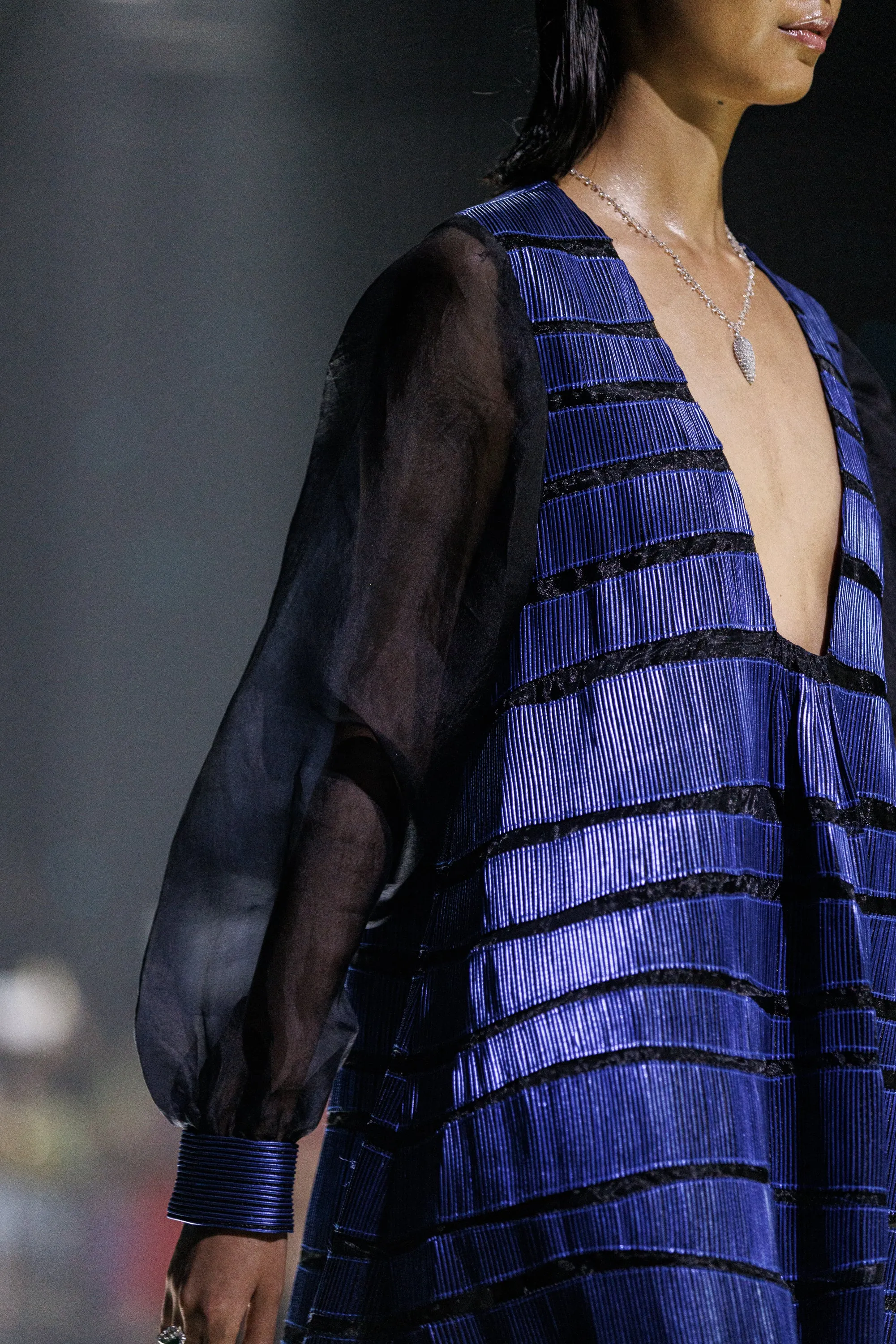 Metallic Landscape Applique Corrugated Dress