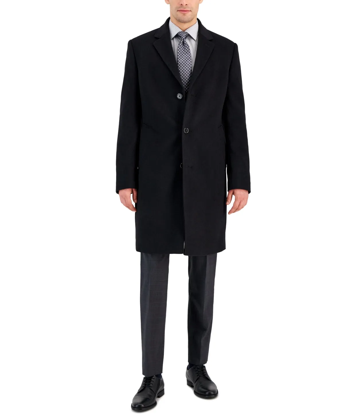 Michael Kors Mens Overcoat Coat 48R Black Solid
