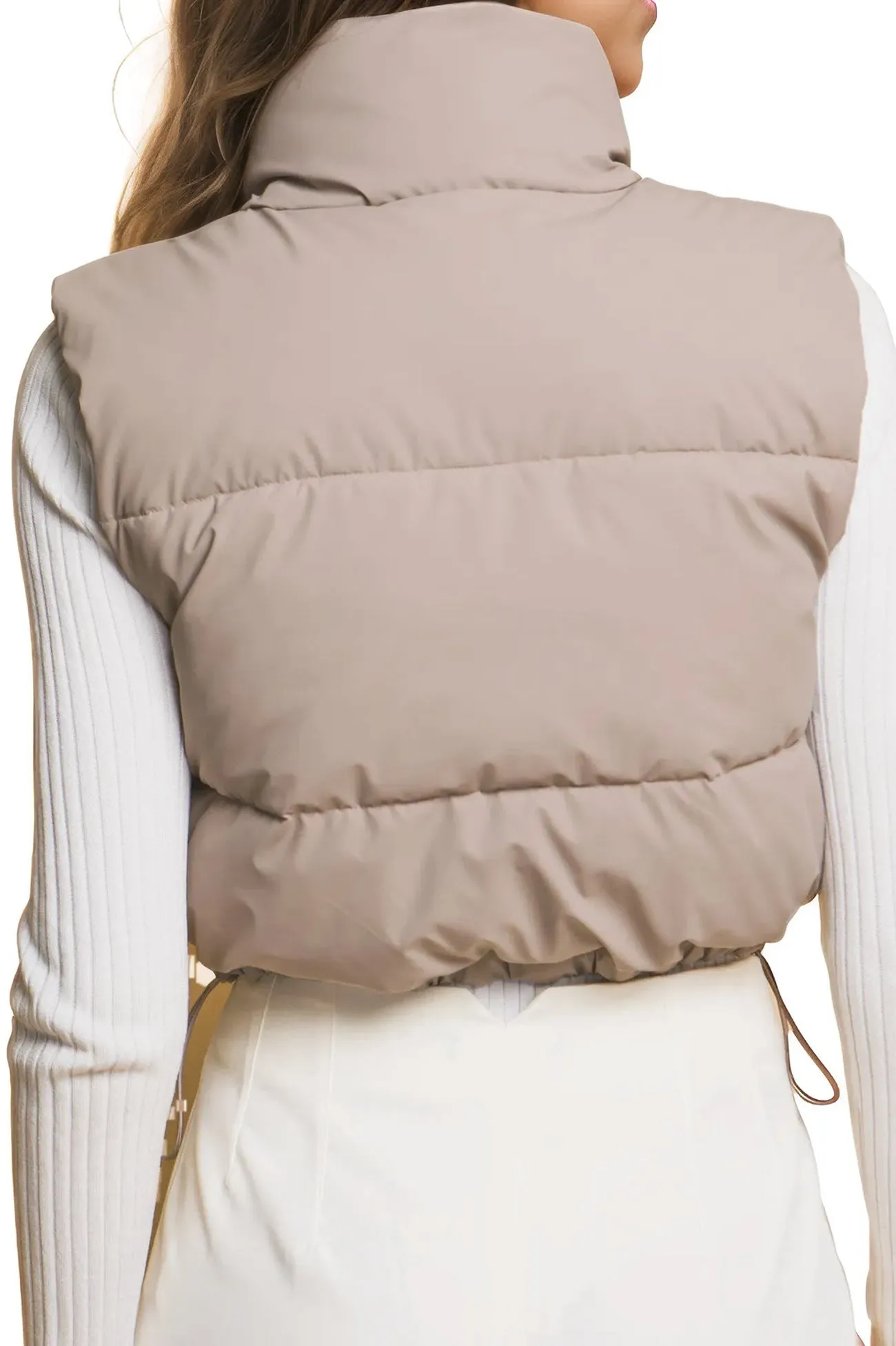 Micro Faux Leather Puffer Vest