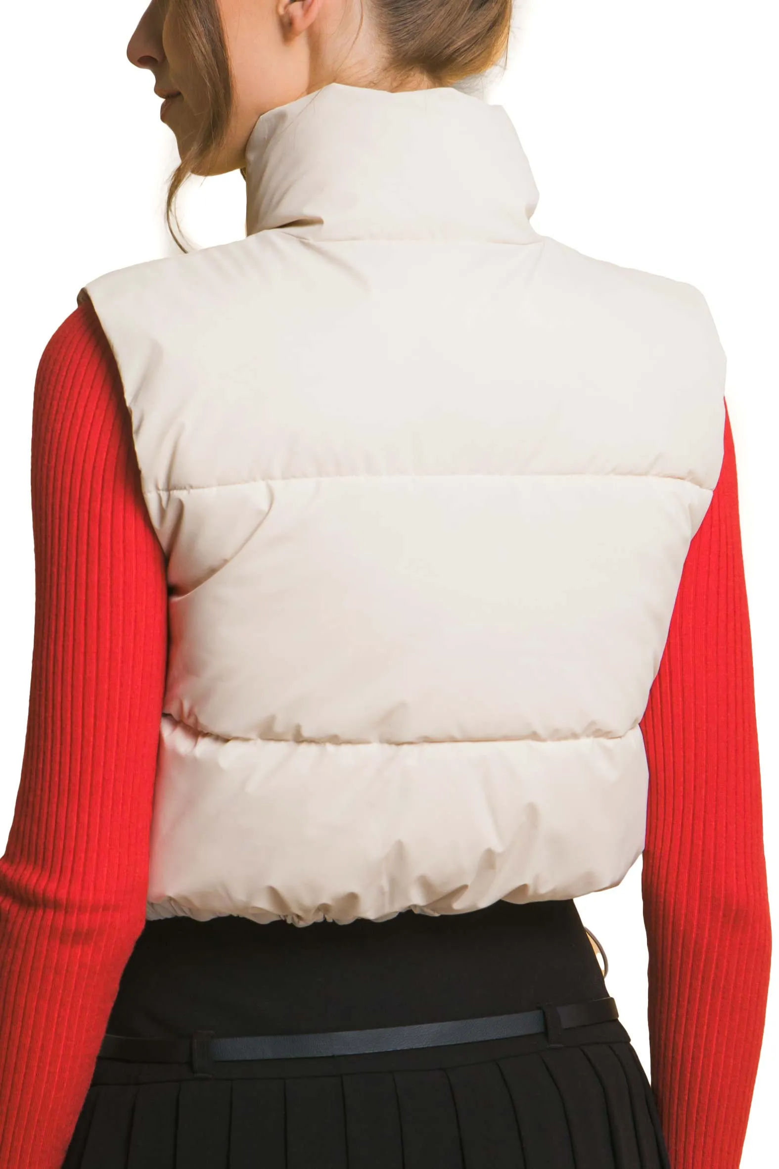 Micro Faux Leather Puffer Vest