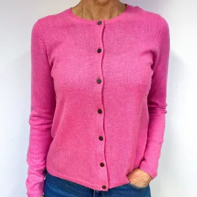 New Bright Pink Cashmere Crew Neck Cardigan Medium