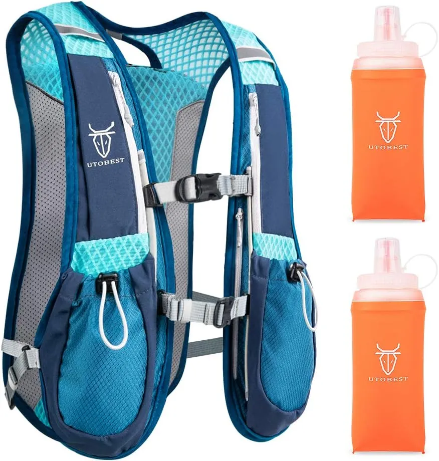 NEW Retails $54, UTOBEST Running Vest, 5L Hydration Vest Lightweight, Breathable and Sweatproof Running Backpack, Adjustable Running Hydration Vest for Trail Running Marathon Race Jogging Cycling