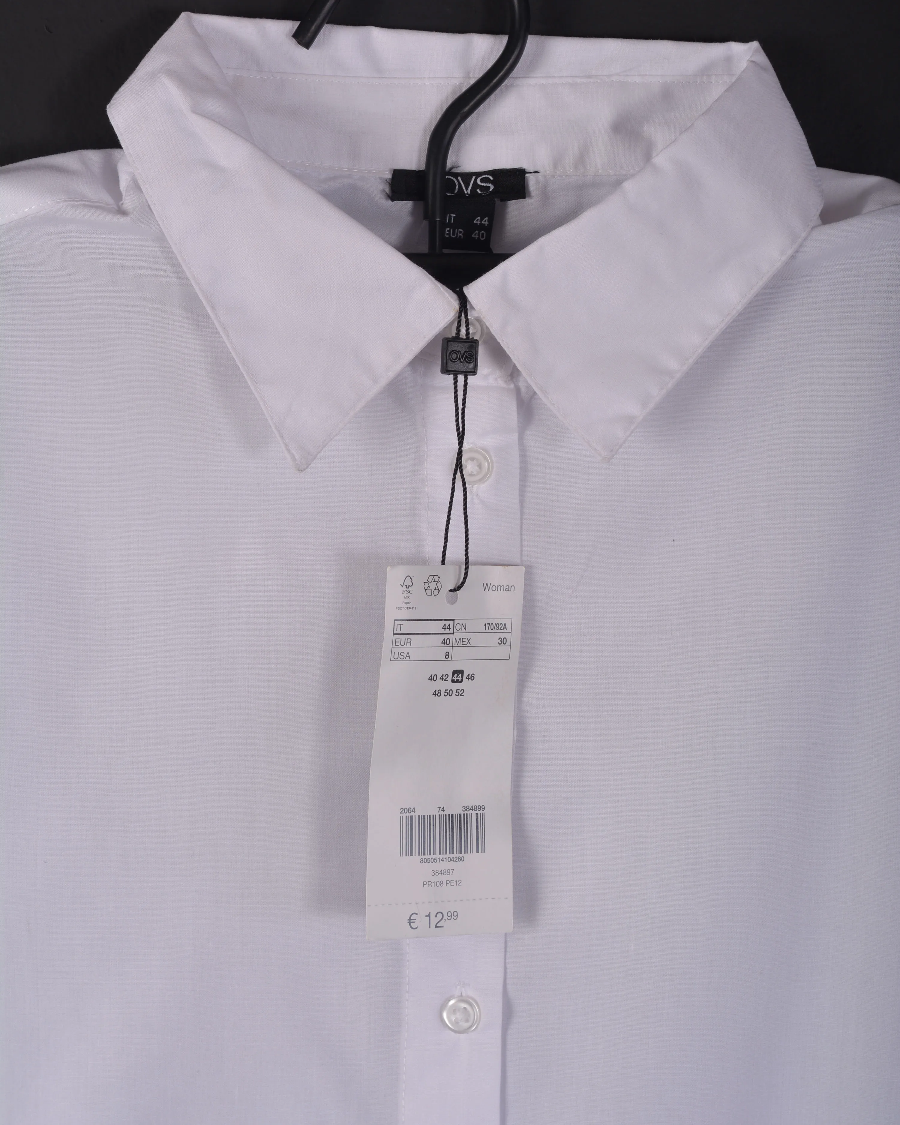 OVS® Stretch Cotton Shirt With Rounded Hem
