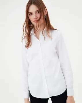 OVS® Stretch Cotton Shirt With Rounded Hem
