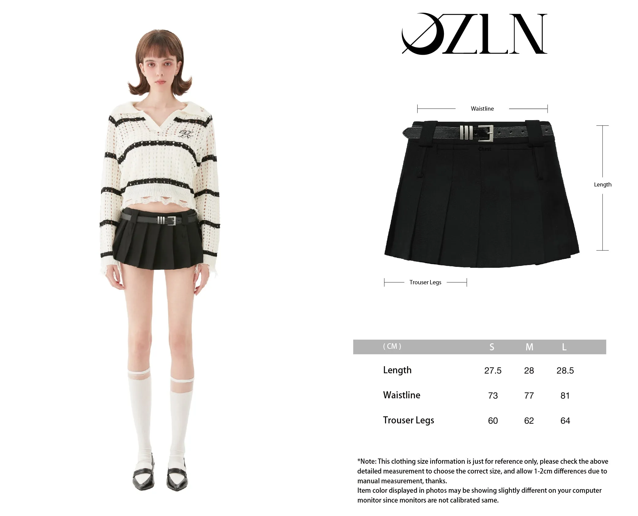 OZLANA SS2303 Layered Pleated Skirt Black
