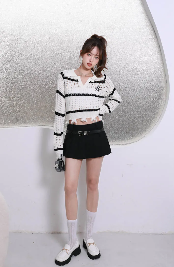 OZLANA SS2303 Layered Pleated Skirt Black