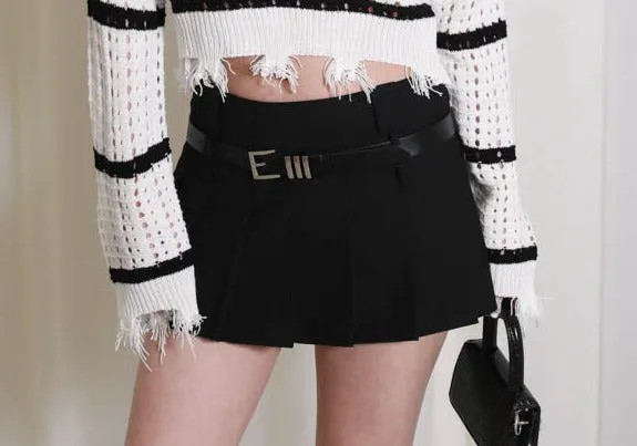 OZLANA SS2303 Layered Pleated Skirt Black