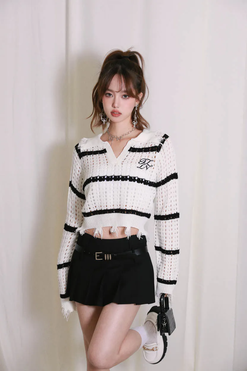 OZLANA SS2303 Layered Pleated Skirt Black