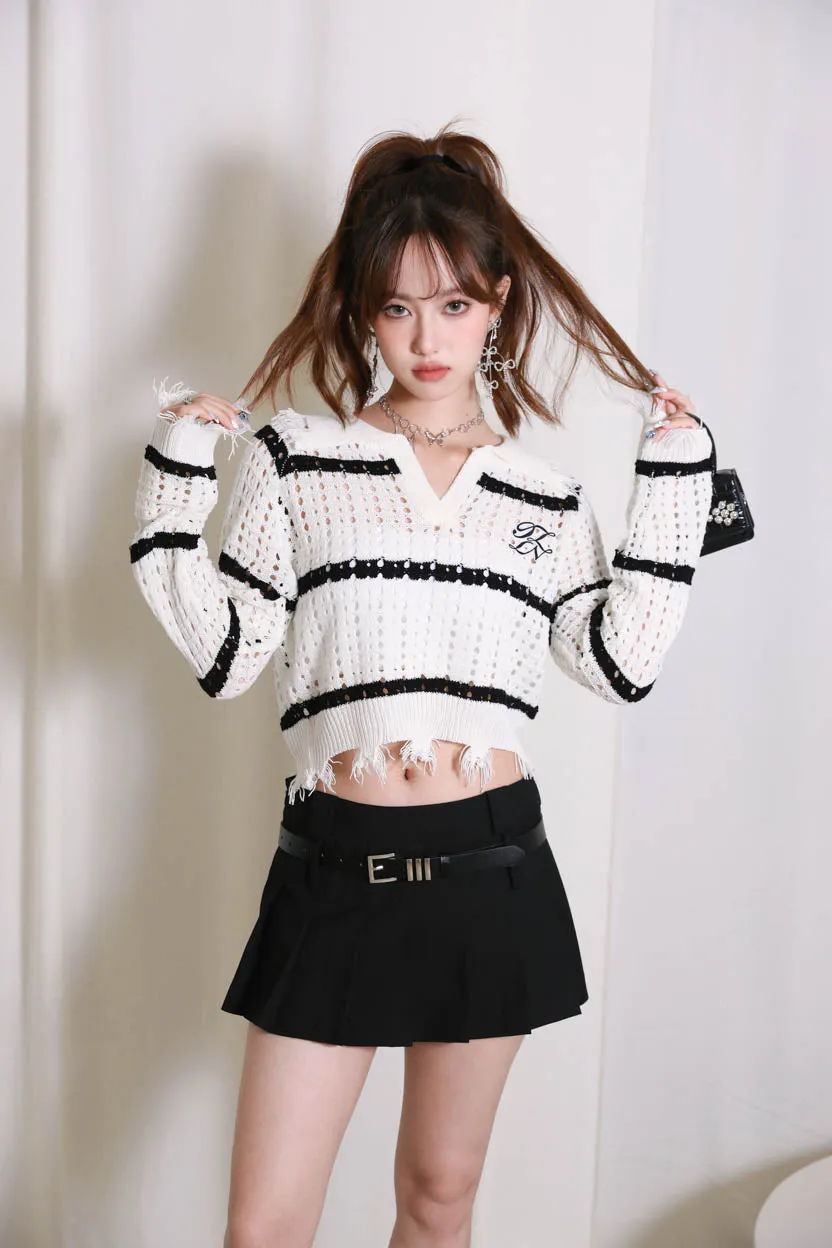 OZLANA SS2303 Layered Pleated Skirt Black