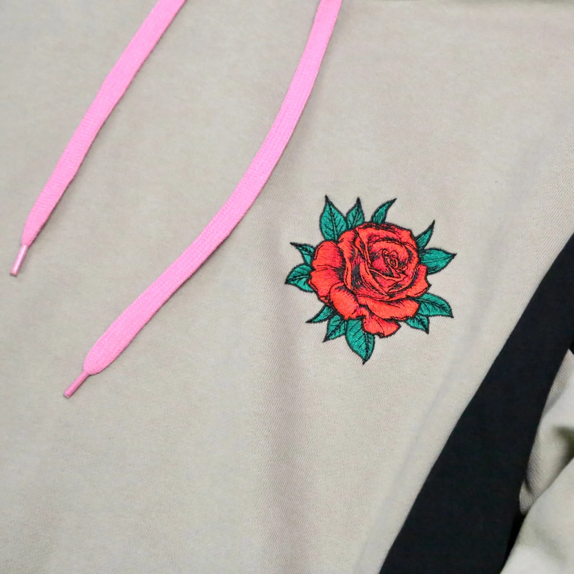 Paneled Pullover Hoodie - Mocha Rose