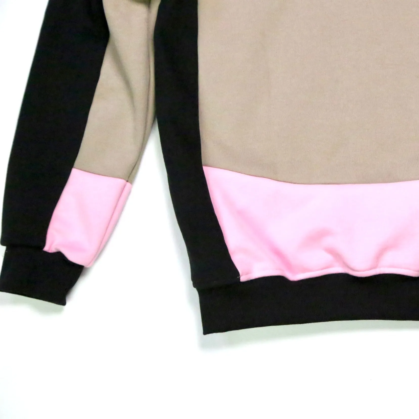 Paneled Pullover Hoodie - Mocha Rose