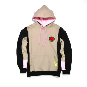 Paneled Pullover Hoodie - Mocha Rose