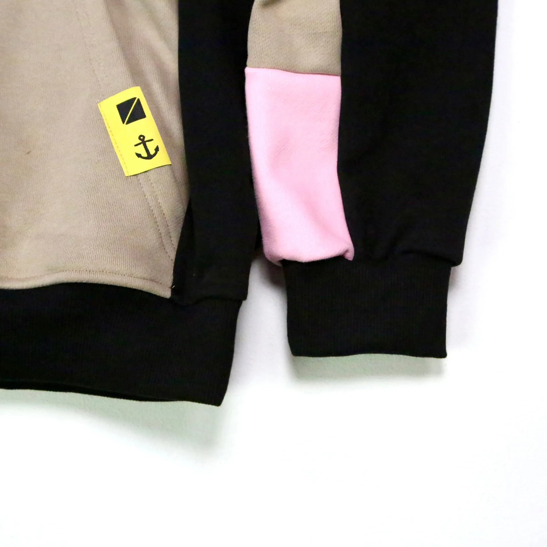 Paneled Pullover Hoodie - Mocha Rose