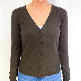 Peppercorn Brown Cashmere V-Neck Cardigan Medium