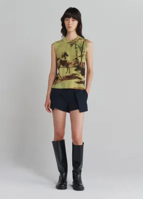 Printed Sleeveless Knitted Vest