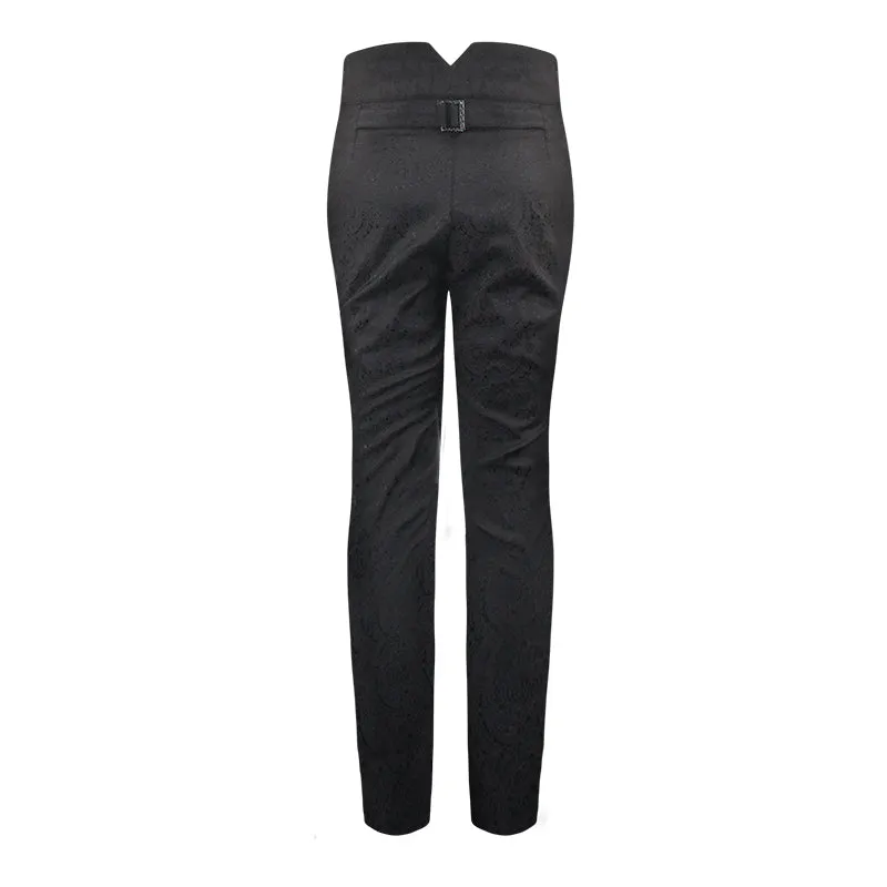 PT095 Gothic wedding men high waist slim fit jacquard western style trousers