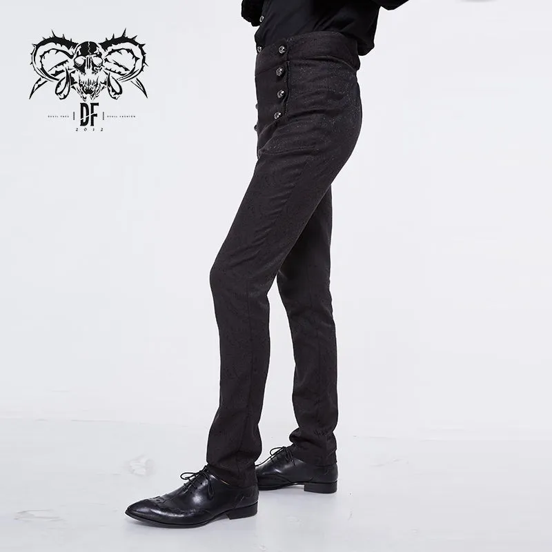 PT095 Gothic wedding men high waist slim fit jacquard western style trousers