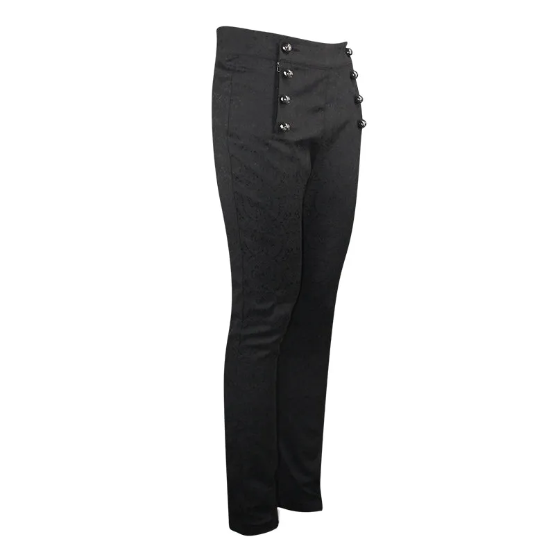PT095 Gothic wedding men high waist slim fit jacquard western style trousers