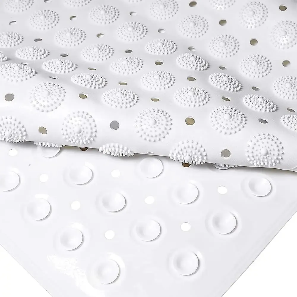 PVC Accu-Pebble Anti-Slip Bathroom Shower Mat (White, 80x80 cm)