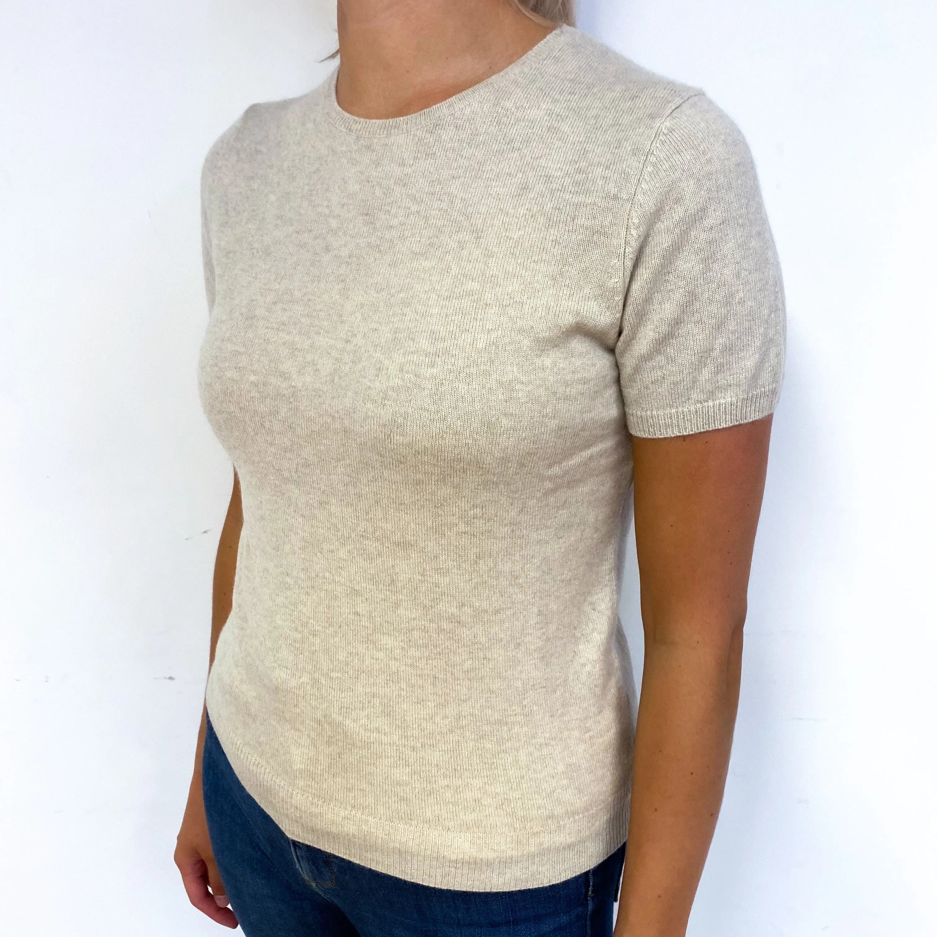 Ralph Lauren Fawn Cashmere Short Sleeve Jumper Small