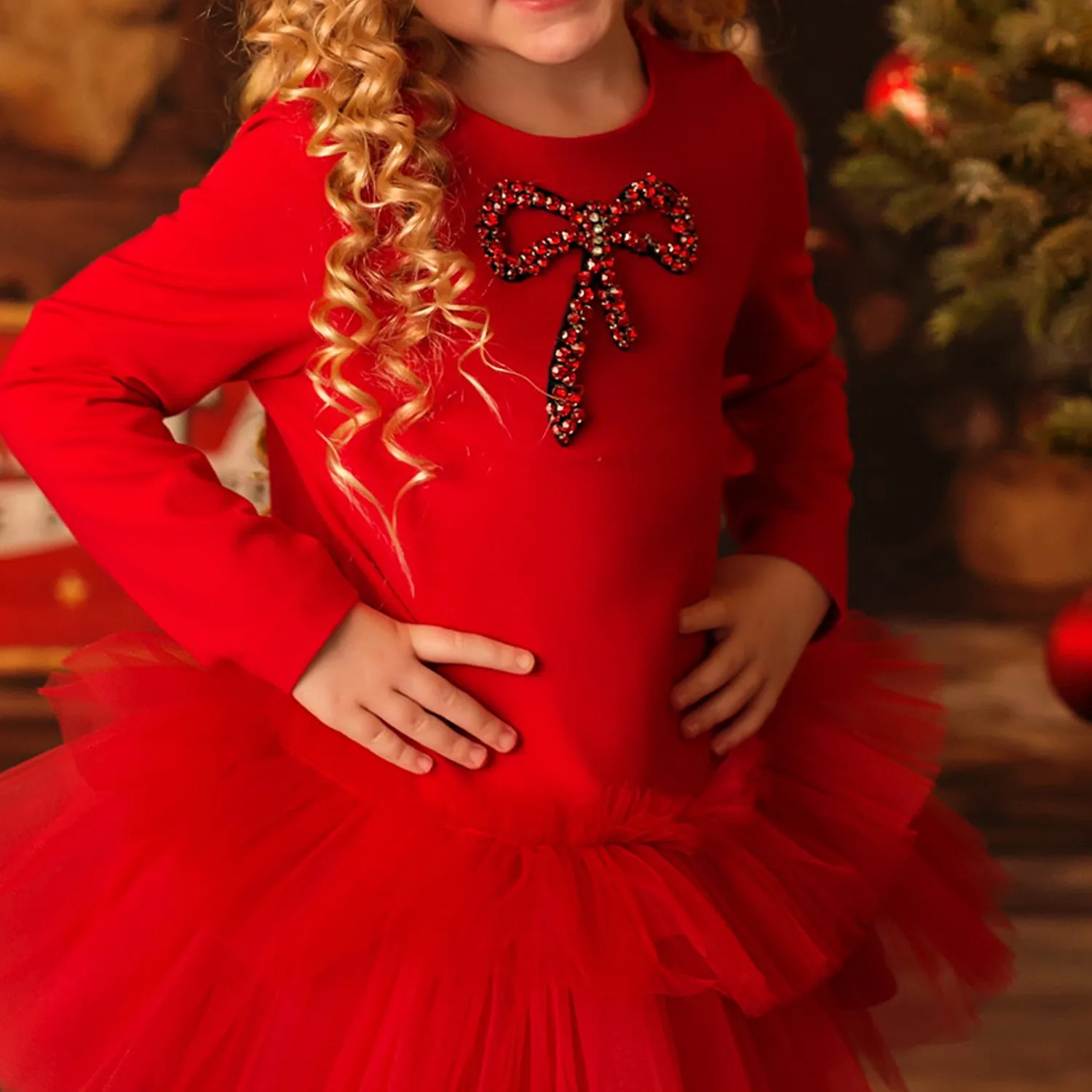 Red Bow Tulle Dress