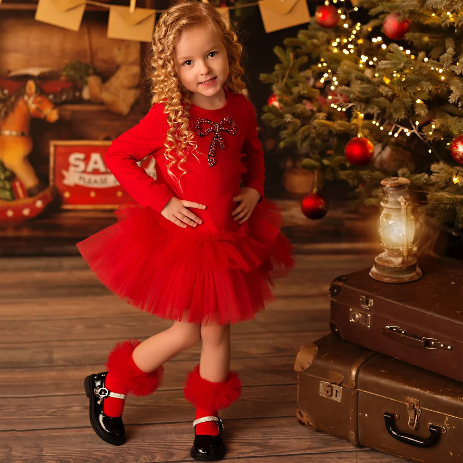 Red Bow Tulle Dress