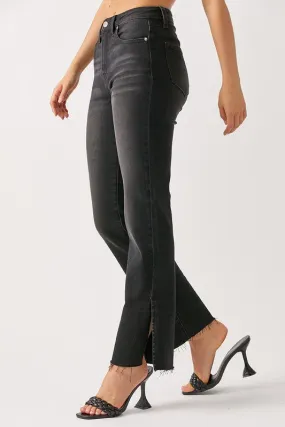 Risen Straight Leg Slit Jeans
