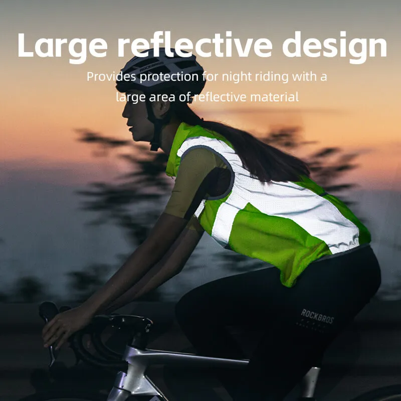 ROCKBROS High Visibility Cycling Vest Sleeveless Reflective Running Gilet