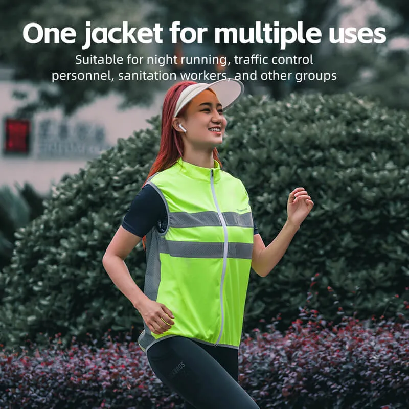 ROCKBROS High Visibility Cycling Vest Sleeveless Reflective Running Gilet