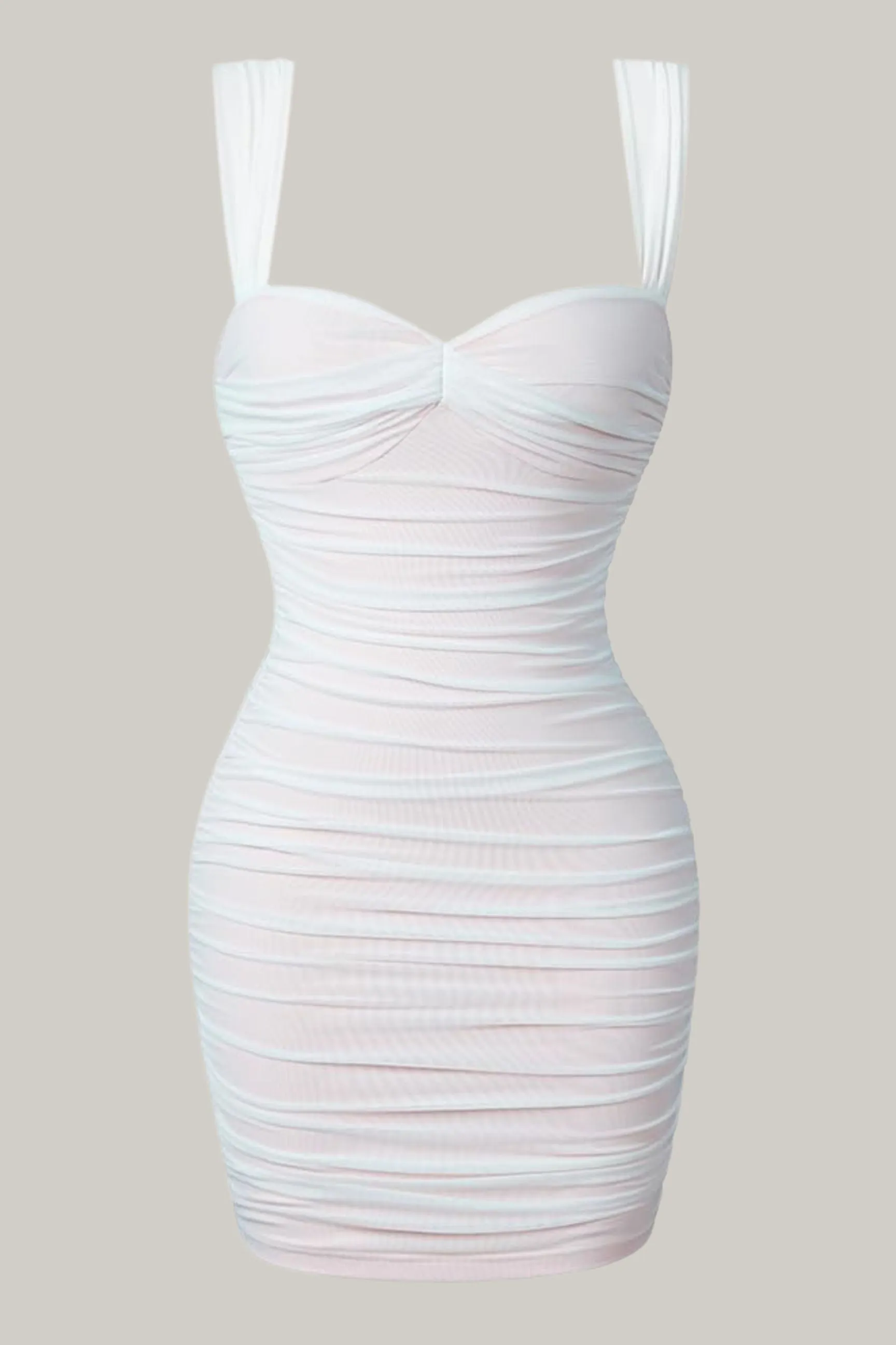 Rosalia Sexy Bodycon Sleeveless Tank Straps Mesh Ruched Mini Party Dress