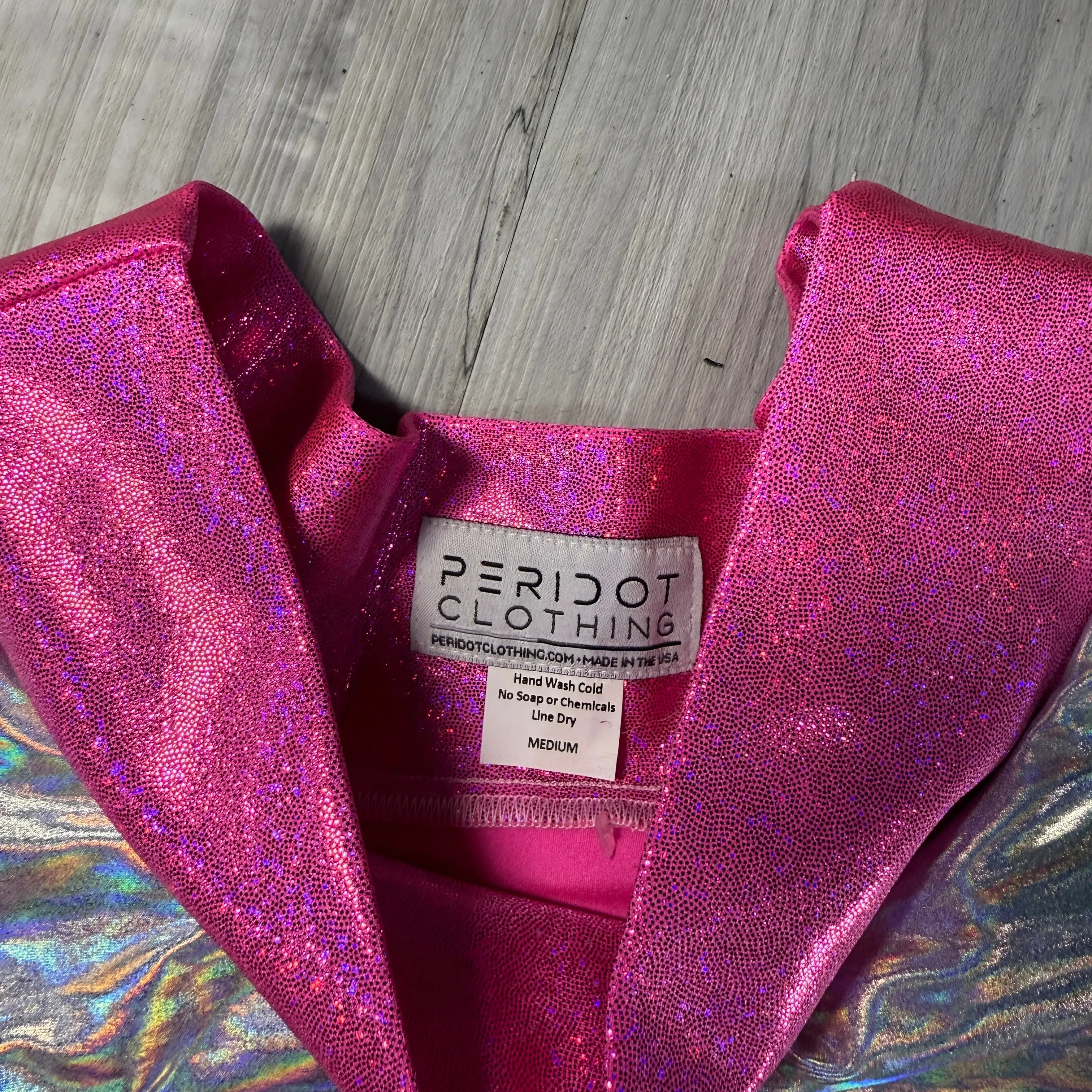 SALE - MEDIUM 12.5” 2-Layer Skater Skirt - Pink Holo W/ Opal