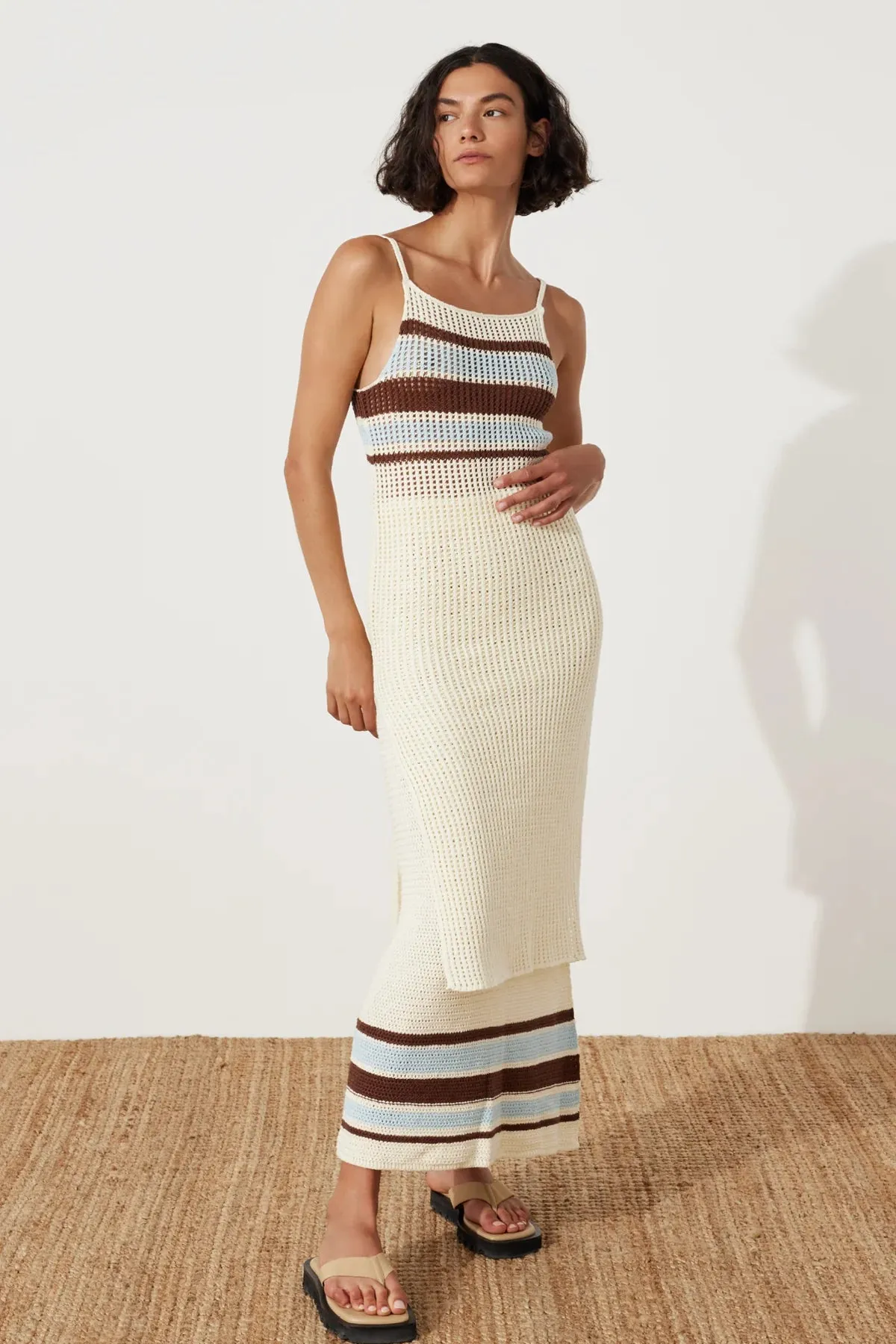 Sea Stripe Cotton Crochet Skirt