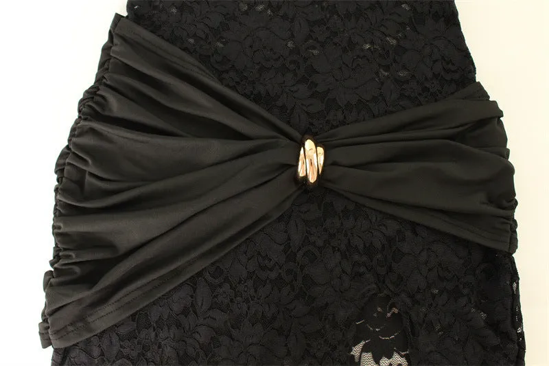 Sexy Cutout Lace Sleeveless High Slit Party Dress