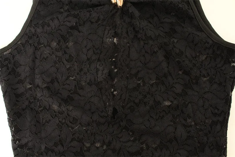 Sexy Cutout Lace Sleeveless High Slit Party Dress