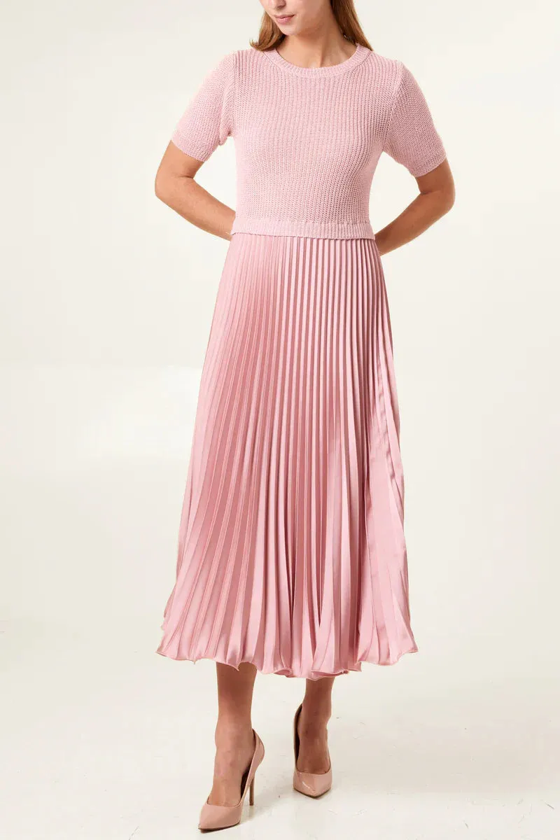 Short Sleeve Pleated Jumper Dress