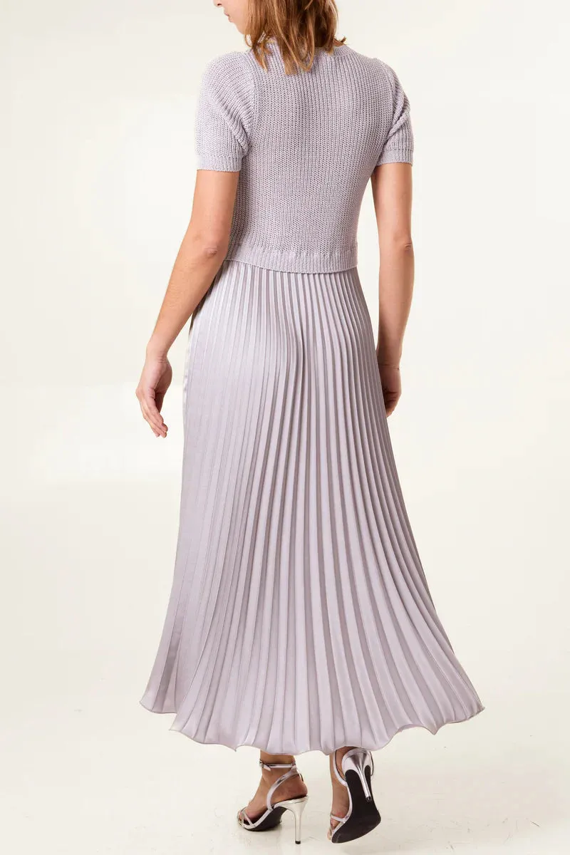 Short Sleeve Pleated Jumper Dress
