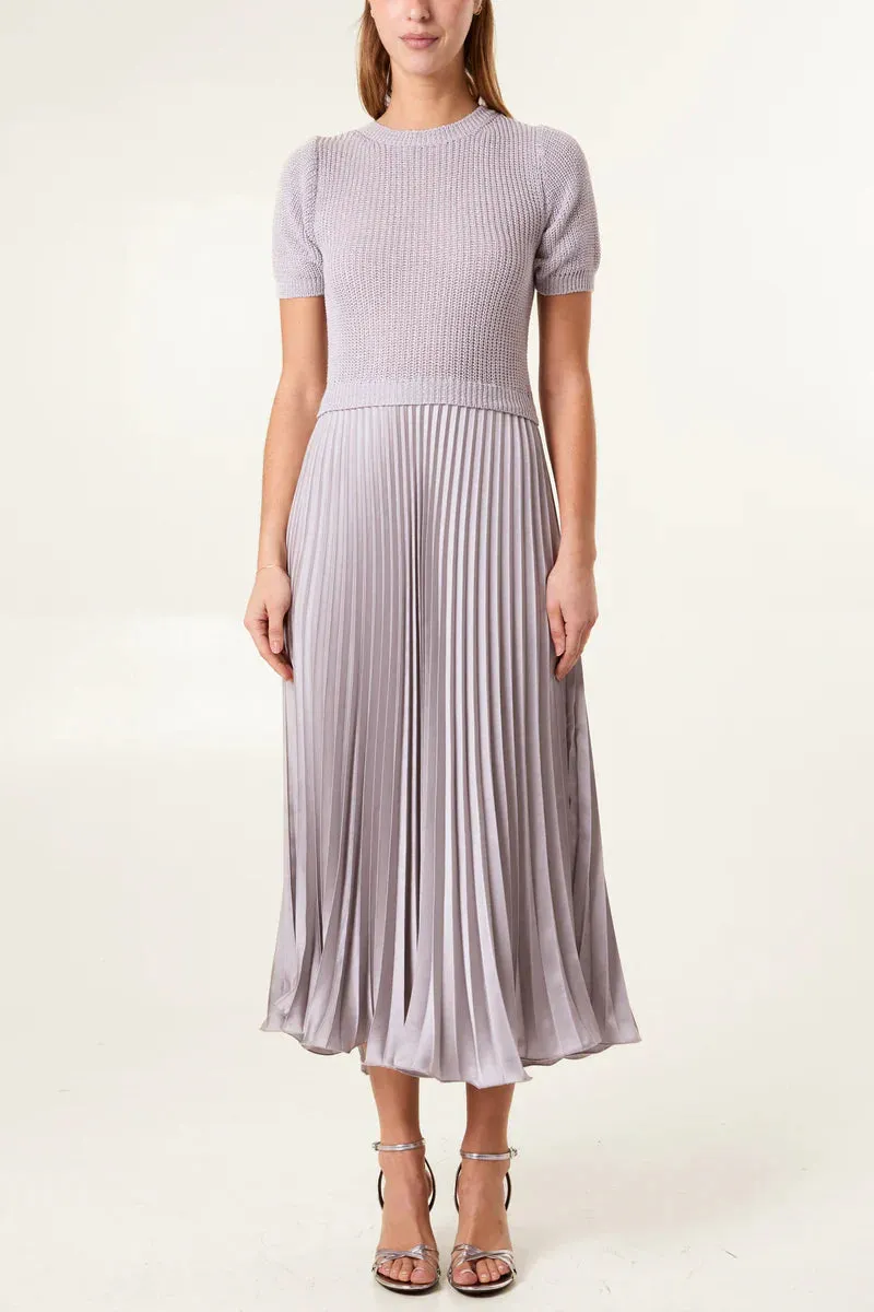 Short Sleeve Pleated Jumper Dress
