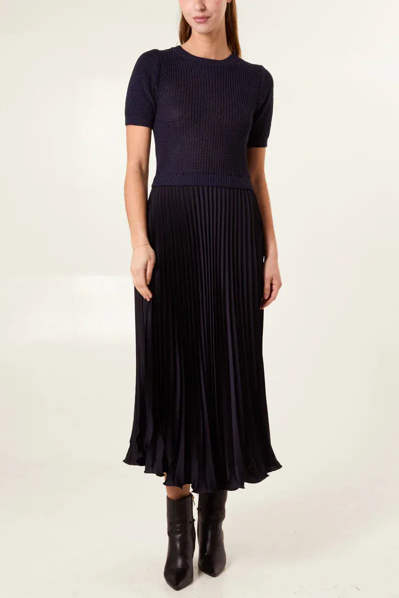 Short Sleeve Pleated Jumper Dress