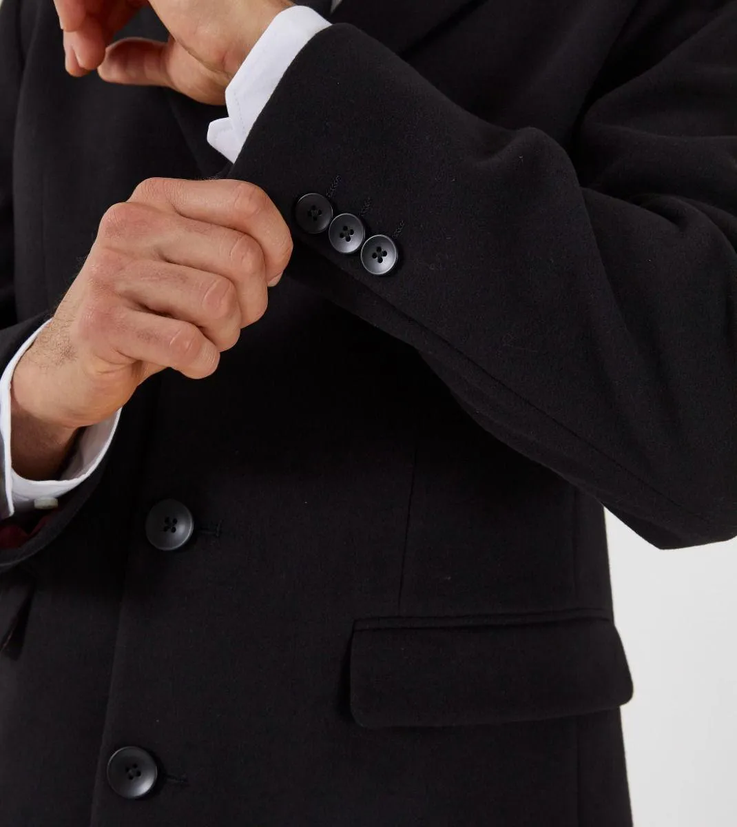 Skopes Men Big Size Crombie Gresham Style Overcoat In A Jet-Black Size Small To 5Xl