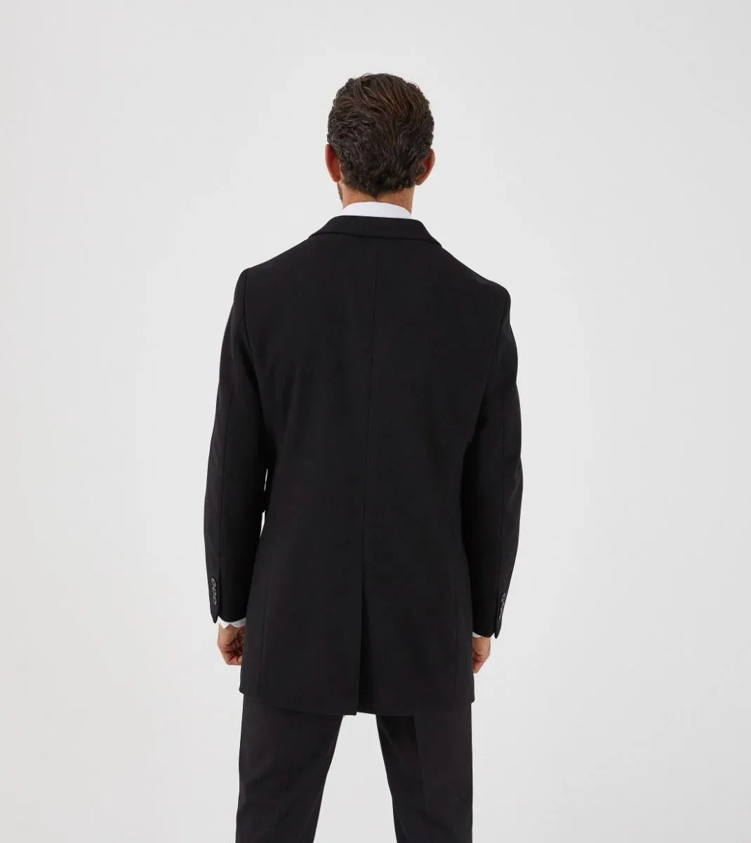 Skopes Men Big Size Crombie Gresham Style Overcoat In A Jet-Black Size Small To 5Xl