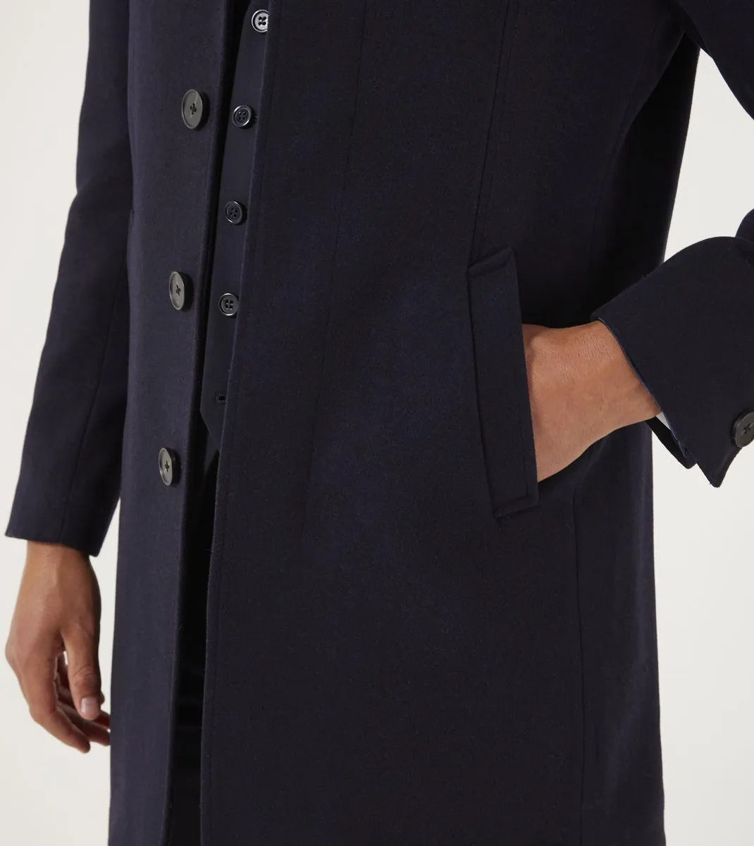 Skopes Men's Plus Size Wool Blend Overcoat In Navy Size Small To 4Xl