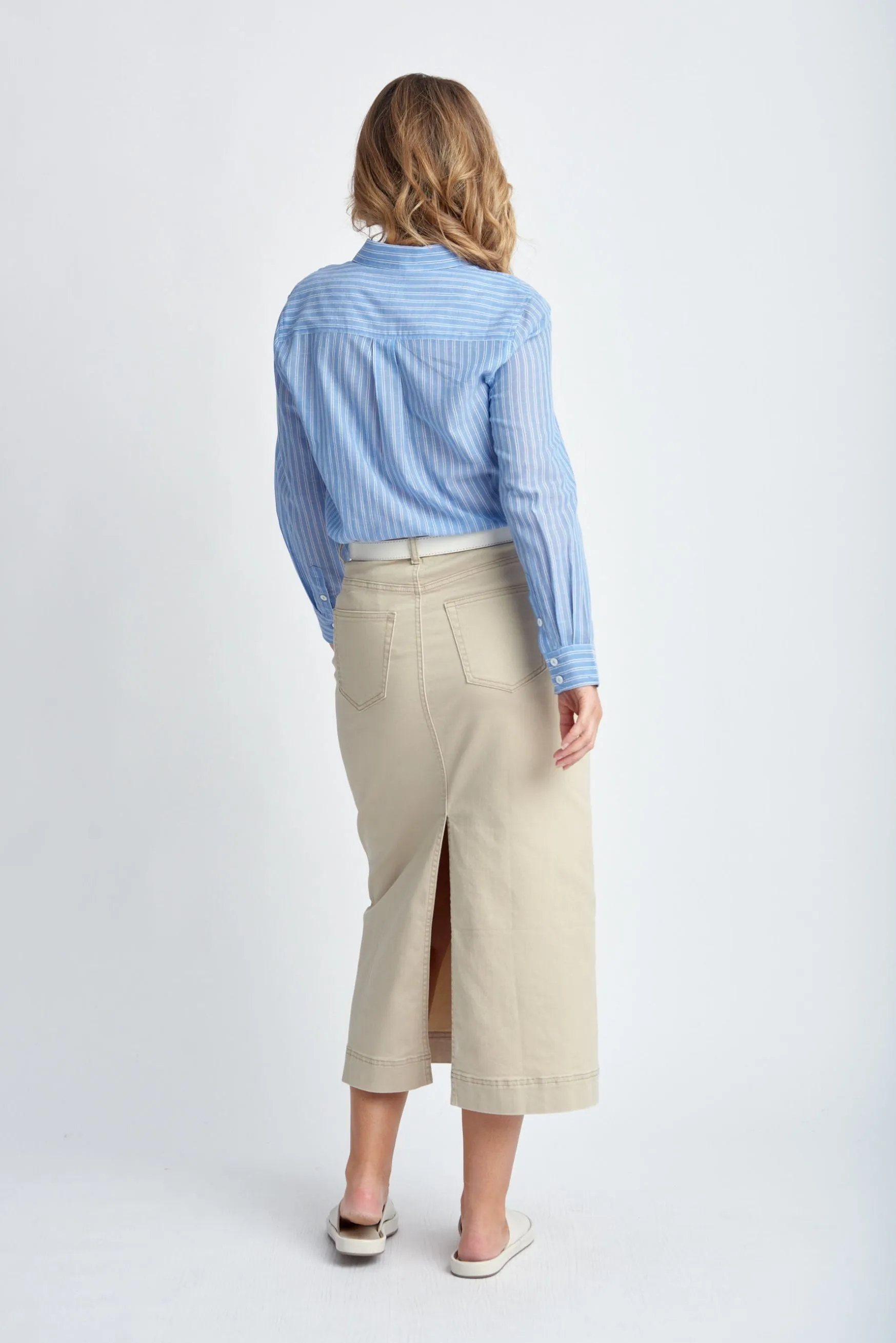 Straight Skirt With Back Split Natural
