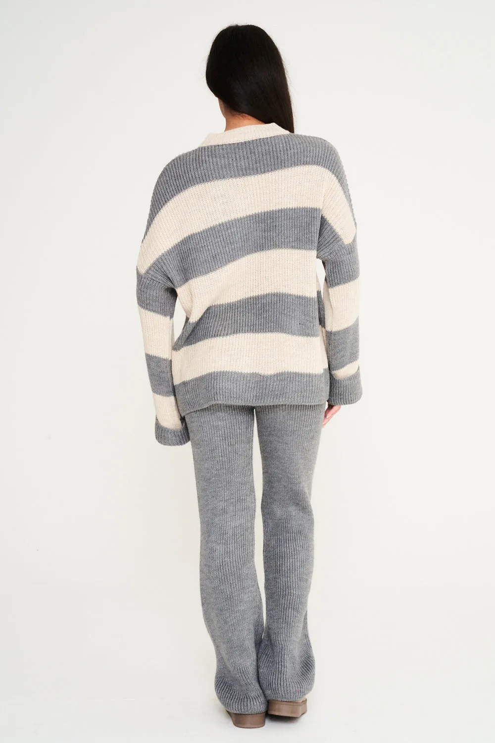 Stripe Knitted Co-Ord - Grey