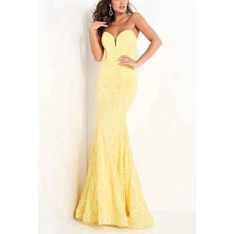 Sweetheart Strapless Sleeveless Sequined Mermaid Long Prom Evening Dress