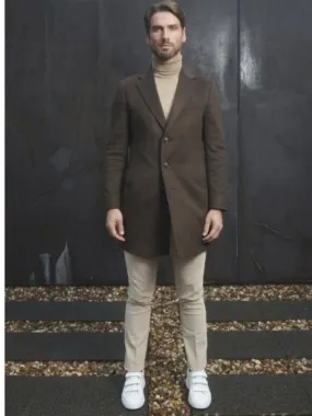 TORRE Dark Brown Wool & Cashmere Coat