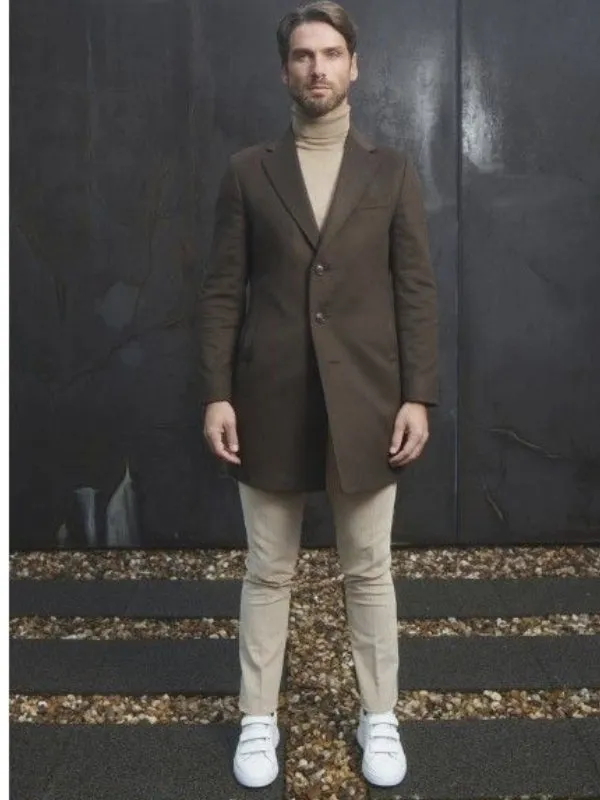 TORRE Dark Brown Wool & Cashmere Coat
