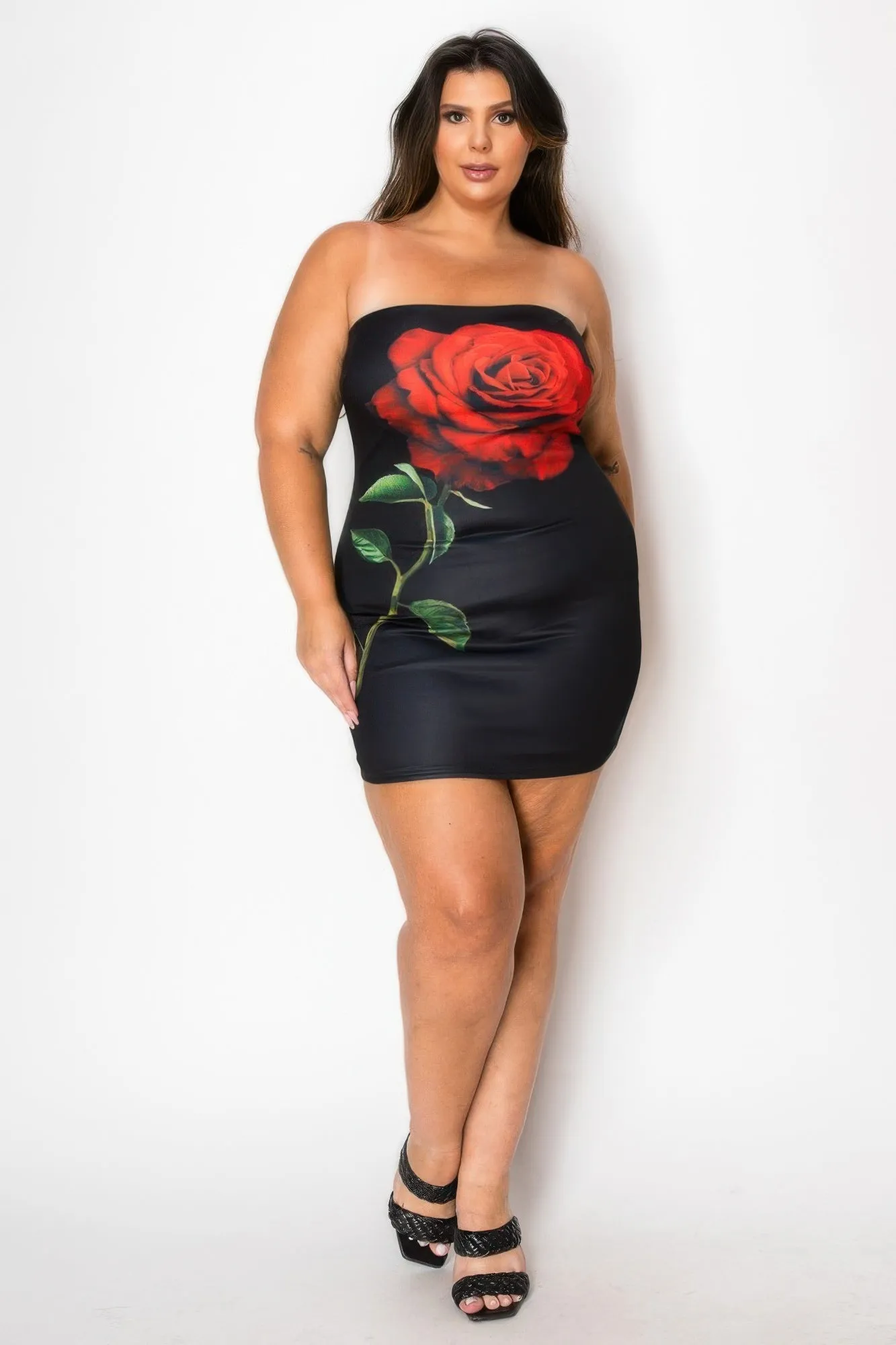 Tube Bodycon Mini Dress With Floral Print Front
