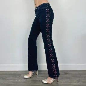 Y2K Lace-up Denim Flares (XS)